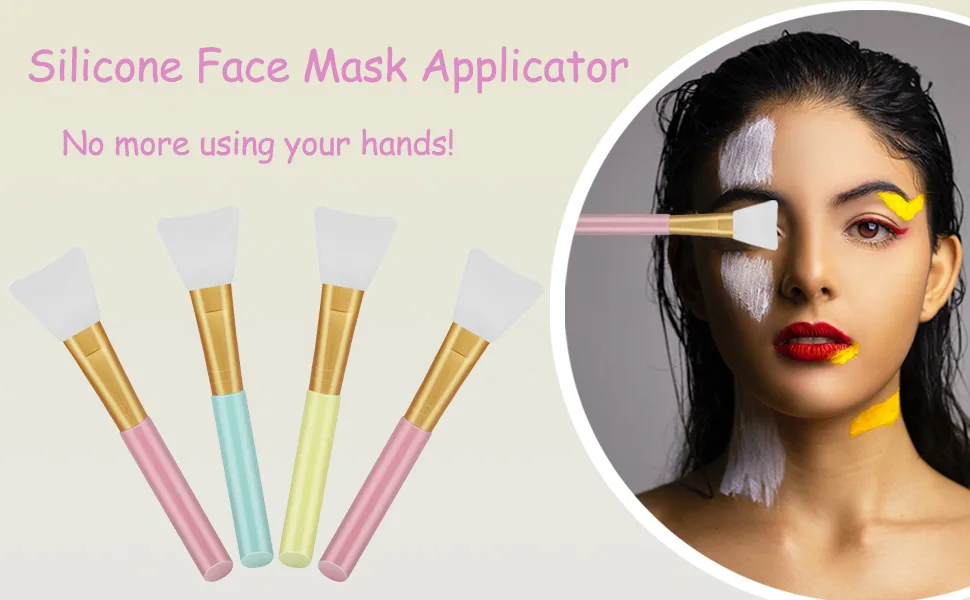 Cuttte 4pcs Silicone Face Mask Brushes, Flexible Facial Mud Mask Applicator Brush, Hairless Moisturizers Applicator Tools, Soft Face Mask Applicator for Mud, Clay, Charcoal Mixed Mask White - face mask brushes