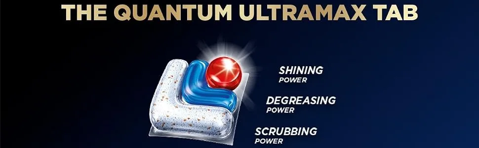 Finish Quantum UltraMAX Automatic Dishwasher Detergent Fresh 60 Tabs - Removes burnt-on stains & 24 h dried-on stains no pre-rinse needed - quantum ultramax tab