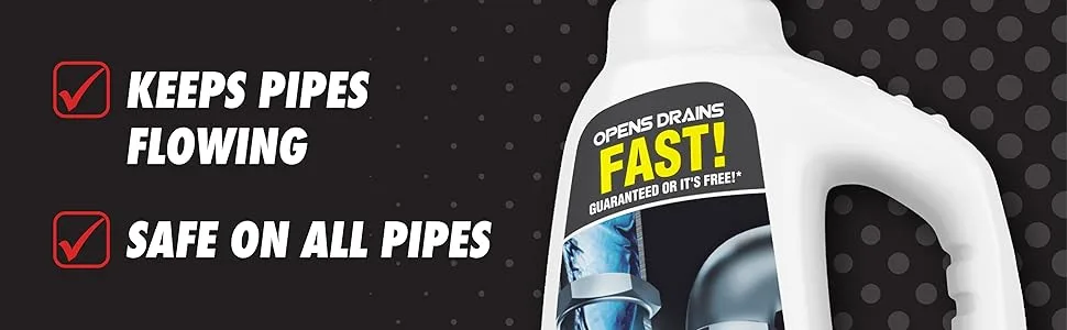 Drano Liquid Drain Clog Remover and Cleaner Unclogs and Removes Blockages from Showers and Sinks 900mL - keeps pipes flowing