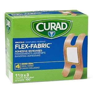 Curad Fabric Adhesive Knuckle Bandages, Finger Bandages for Knuckles (Pack of 100), Natural 100 Count (Pack of 1) - product information 1