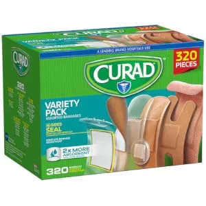 Curad Bulk Variety Pack Assorted Bandages, Flex-Fabric, Waterproof, Plastic, Knuckle, Heavy Duty Bandages (320Count) - product information 1
