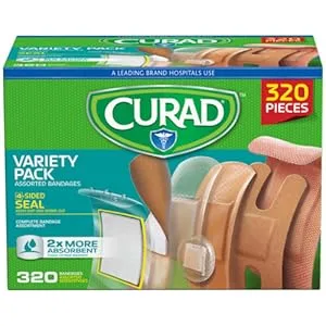 Curad Bulk Variety Pack Assorted Bandages, Flex-Fabric, Waterproof, Plastic, Knuckle, Heavy Duty Bandages (320Count) - product information 2