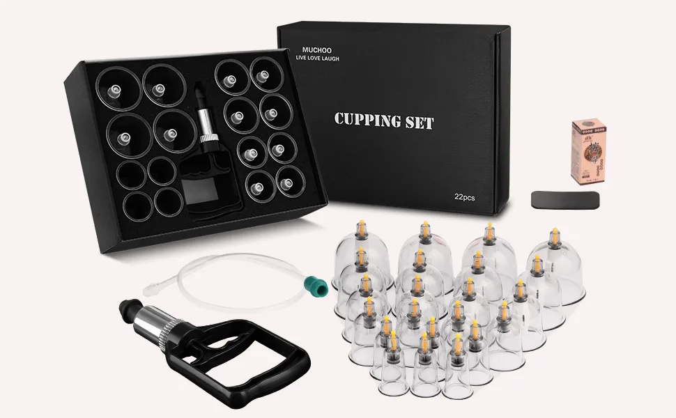 Cupping Set Professional Chinese Acupoint Cupping Therapy Sets Portable, Suction Hijama Cupping Set with Vacuum Magnetic Pump Cellulite Cupping Massage Kit 22-Cup Gift Box Set - product information 11