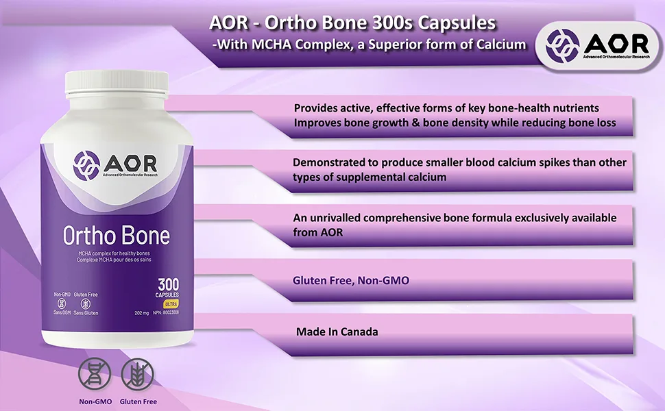 AOR - Ortho Bone With MCHA Complex 300 Capsules - Bone Health Supplement - Improves Bone Growth Supplement Bone Density Supplement and Bone Fra cture Healing Supplement - Osteopenia Supplements - B003FG89EK