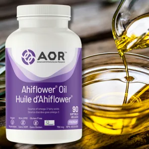 AOR - Ahiflower Oil 90 Softgels - Complete Balanced Essential Omegas from One Extraordinary Plant - 04484.Main Image.png