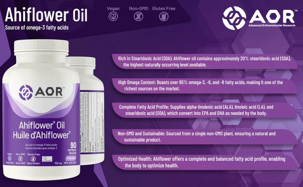 AOR - Ahiflower Oil 90 Softgels - Complete Balanced Essential Omegas from One Extraordinary Plant - B0D8JVTKDT_1