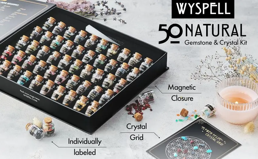 Crystals for Witchcraft 50 PCS - Bulk Crystals and Healing Stones - Crystal Sets for Witchcraft Supplies - Real Mini Crystals for Spell Jars - Real Crystal Witch Healing Crystals for Beginners Set - gem crystals witchcraft mini spell jars crystal sets healing stones bulk chips witch small variety