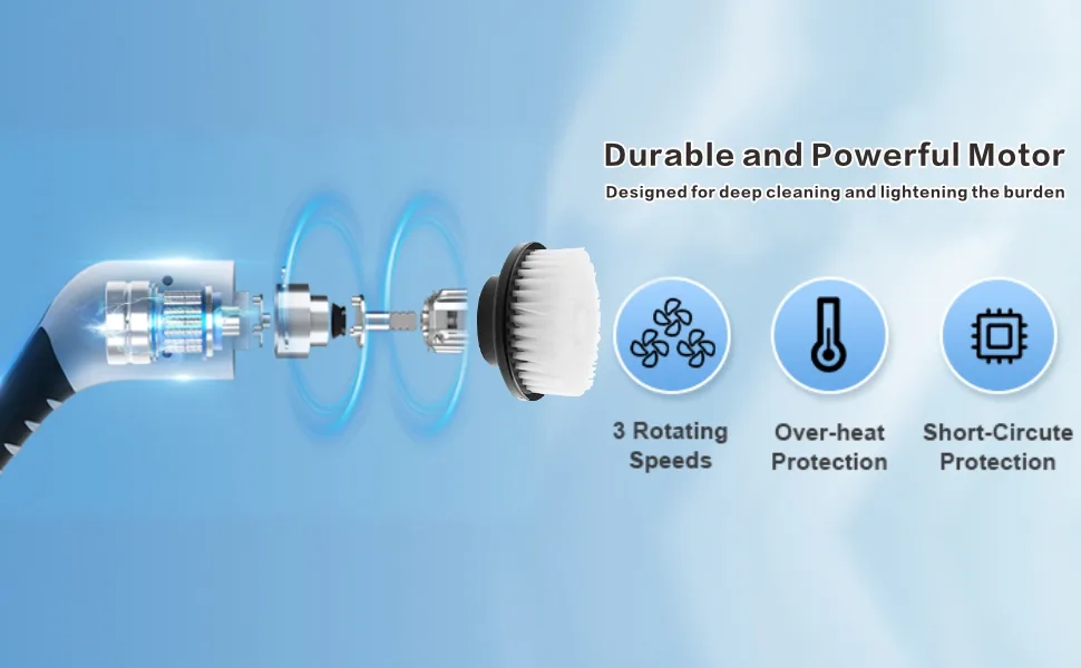 Yunlism Electric Spin Scrubber 2024 Upgraded Electric Scrubber for Cleaning with 9 Replaceable Brush Heads 3 Adjustable Speeds Electric Scrubber - product information 2