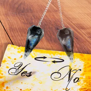 Crystal Pendulum for Divination - Dowsing Pendulum with Chakra Chain and Crystal Ball for Reiki Healing and Crystal Grid Meditation Rainbow Moonstone - crystal pendulum dowsing divination