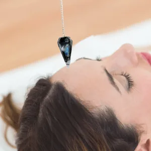 Crystal Pendulum for Divination - Dowsing Pendulum with Chakra Chain and Crystal Ball for Reiki Healing and Crystal Grid Meditation Rainbow Moonstone - crystal pendulum dowsing divination