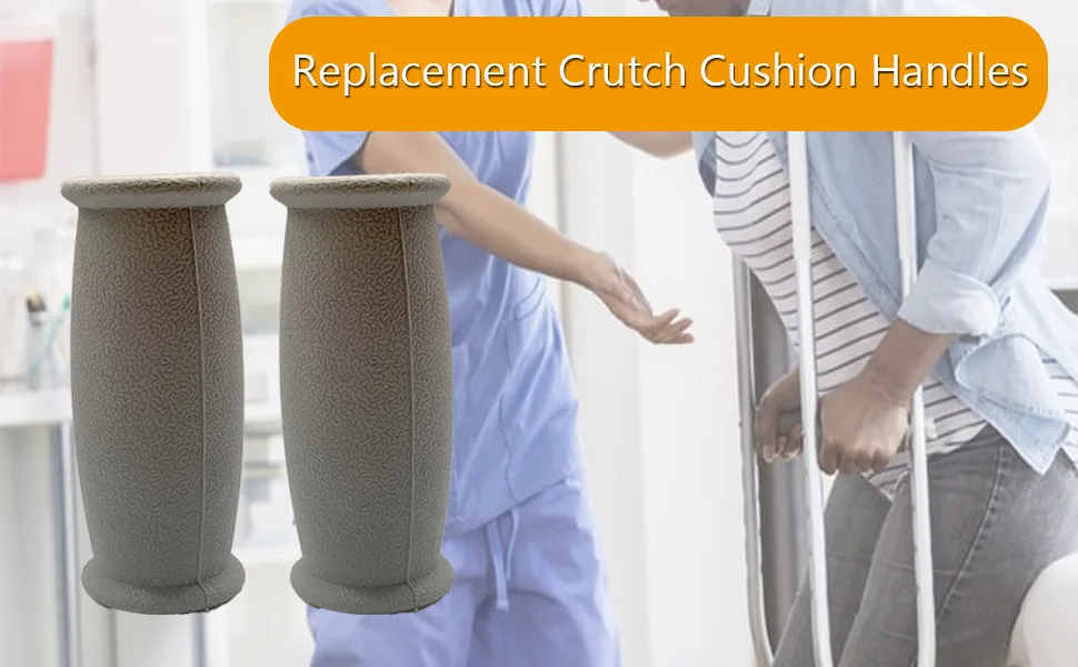 Crutch Solid Hand Grip, Replacement Medical Drive Cane Crutch Handgrips, Gray, 2 Pcs Gray-c - Crutch Hand Grip Drive cane Solid