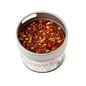 Crushed Red Pepper Flakes - Non GMO Verified - Magnetic Tin - Small Batch - Artisanal Seasoning - Gourmet Spice - 1.2 Ounce - Crushed Red Pepper Flakes Gustus Vitae