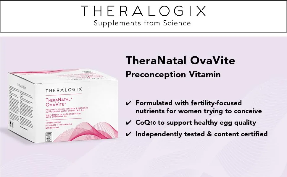 Theralogix - TheraNatal OvaVite - Preconception Supplement with CoQ10 - Core Nutrients Before Conception - 91 Tablets + 182 Softgels - PreConception