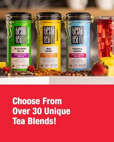 Tiesta Tea - Maui Mango Tin & Tea Infuser Set Tea Set with Loose Leaf Herbal Tea Tin (Maui Mango) & 16 Ounce Bottom Dispensening Tea Infuser - choose from over 30 unique blends