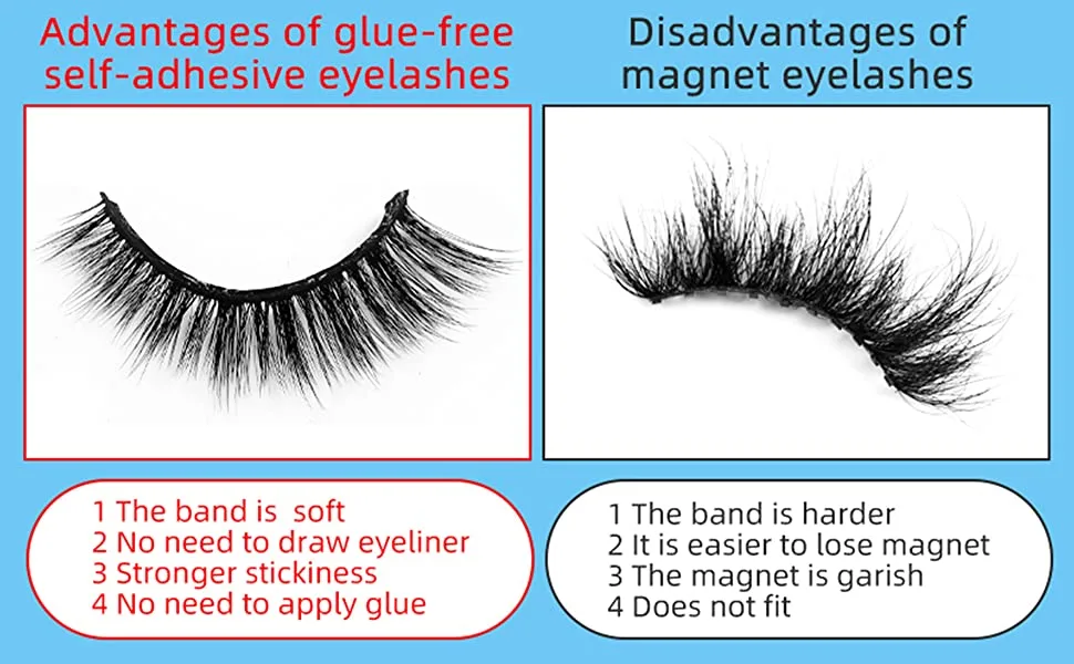 Reusable Self Adhesive Eyelashes Eyelashes Natural Look and No Glue or Eyeliner Needed False Lashes 2 Secs to Put on Gift for Women (5Pair-Mixed) - Self-adhesive Lashes VS Magnetic Lashes
