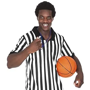 Crown Sporting Goods Men's Official Black & White Stripe Referee / Umpire Jersey  Pro-style Ref Uniform, Great for Basketball, Football, & Soccer Medium - product information 2