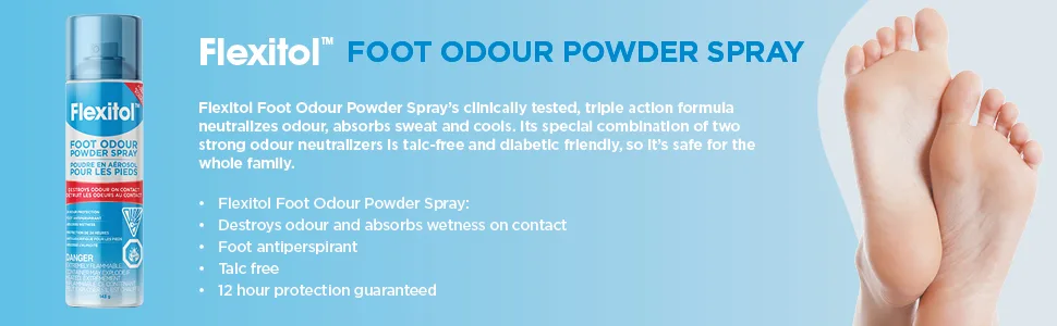 Flexitol Foot Odour Powder Spray for Smelly Feet (143g) - flexitol