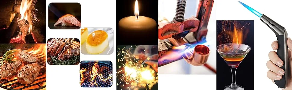 Jnfire Torch Butane Lighter Refillable Cooking Torch with Visible Fuel Tank Adjustable Single Jet Flame Lighters for Creme Brulee Dabs Desserts BBQ Baking (Butane Not Included) - 6040