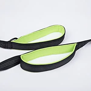 Dog Leash Bungee Double Handle Shock Absorbing Reflective Elastic Bungee Lead Soft Double Padded 2 Handles for Traffic Safety Control Training Perfect for Medium to Large Dogs Green - product information 19