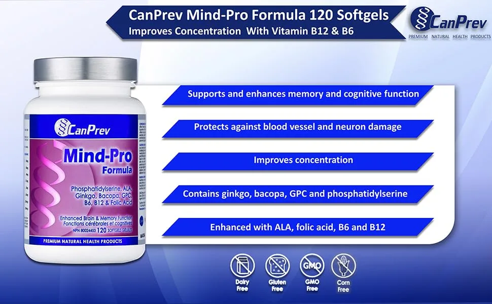 CanPrev Mind-Pro Formula | 120 Softgels l Improves Concentration l With Vitamin B12 & B6 - B00PUX1JJ8