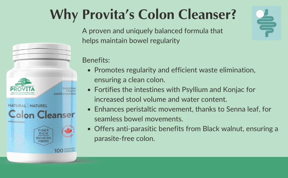 Provita Colon Cleanser: Herbal Detox Regularity Maintenance & Parasite Expulsion Formula (100 Capsules) - product information 3