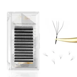 Costory Eyelash Extensions Cluster 4D Volume Lashes Easy Fanning False Lash Black Clover W-shaped Premade Fans Eyelash Extensions Supply 12 Rows (0.07 D Curl 9mm) 4D-007 D 9mm - product information 2