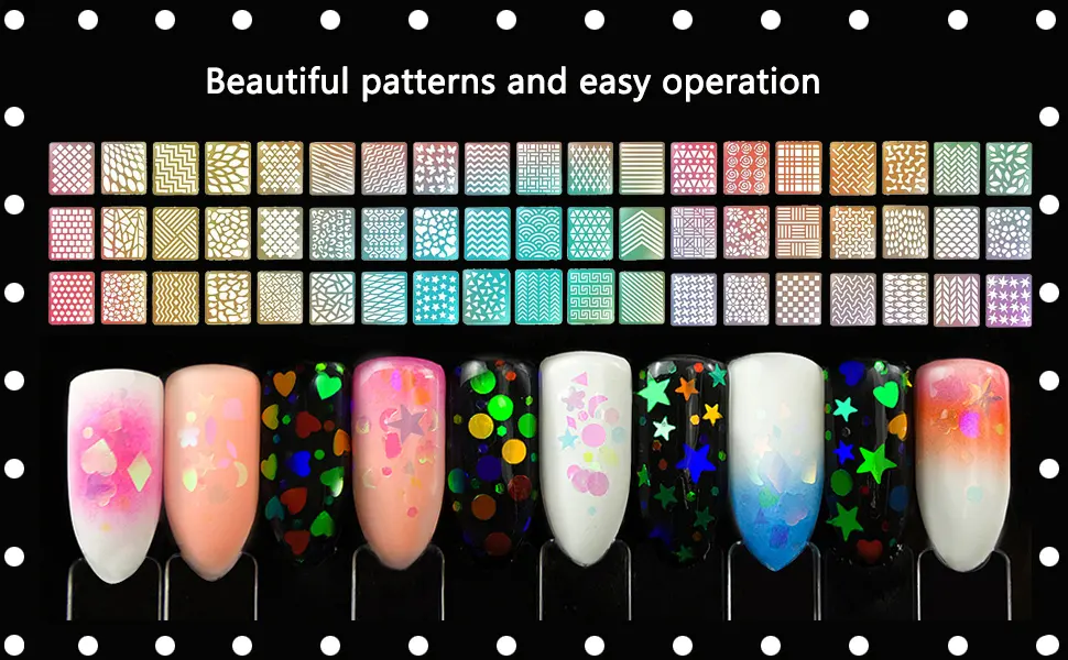 400 Pieces Nail Vinyls Stencil Kit Nail Guide Template&Sticker for Nail Art Tips Decals Total 10 Sheets Mixed 36 Designs - product information 2