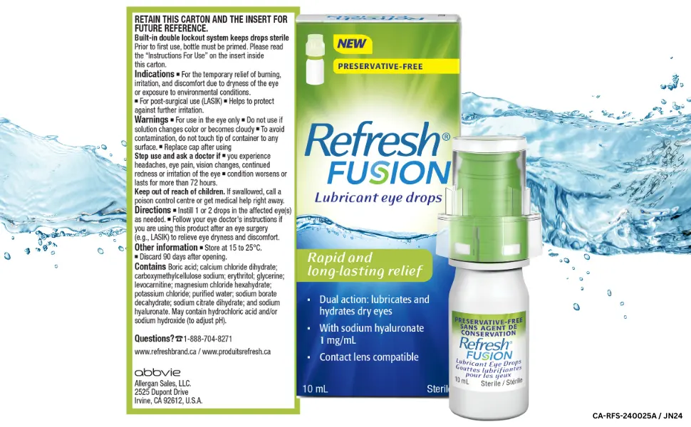 REFRESH FUSION Preservative Free Lubricant Eye Drops Dry Eye Relief 10ml bottle - dry eyes lubricant moisturizer eye drop