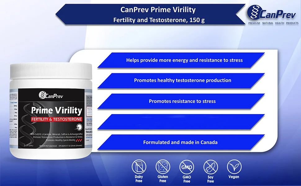 CanPrev Prime Virility | Fertility and Testosterone | 150g Powder - B0BNCGWF92