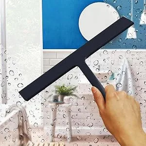 Shower Squeegee 11-Inch Black Silicone Scraper Stainless-Steel Core It is Suitable for Shower Glass Doors Window Glass Bathroom Car Windshield Heavy Duty Window Scrubber ( Silicone Hook) - shower squeegee