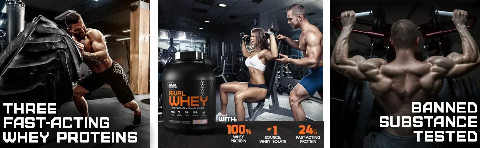 Rivalus Rivalwhey Rich Chocolate 100% Whey/Isolate Primary Source 2 Lbs 953 gram - rival whey