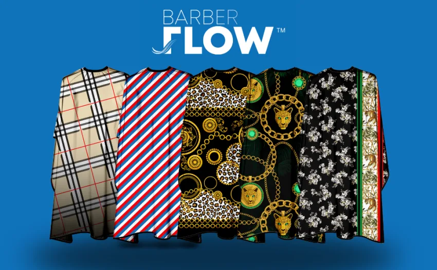 Barber Flow Battleship Hair Cutting Kids Cape | Adjustable Elastic Neckband Closure | Kids Size - BARBER FLOW LOGO
