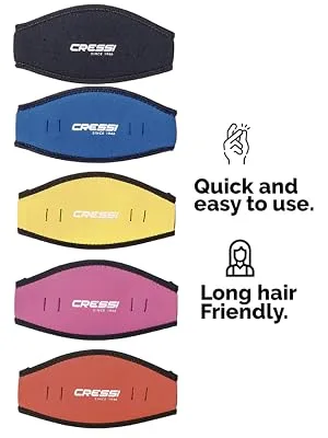 Cressi Neoprene Mask Strap Cover - Comfortable Cover for Diving Mask, Ideal for Long Hair or for Identification Blue - neoprene strap,