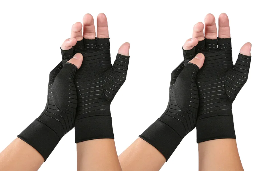 Chargenyang Anti-Slip Compression Arthritis Gloves Fingerless Copper Infused Gloves Pain Relief and Healing Medium - product information 2