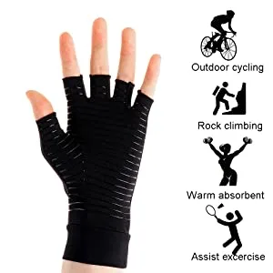 Chargenyang Anti-Slip Compression Arthritis Gloves Fingerless Copper Infused Gloves Pain Relief and Healing Medium - product information 3
