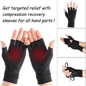 Chargenyang Anti-Slip Compression Arthritis Gloves Fingerless Copper Infused Gloves Pain Relief and Healing Medium - product information 4