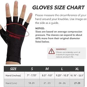 Chargenyang Anti-Slip Compression Arthritis Gloves Fingerless Copper Infused Gloves Pain Relief and Healing Medium - product information 6