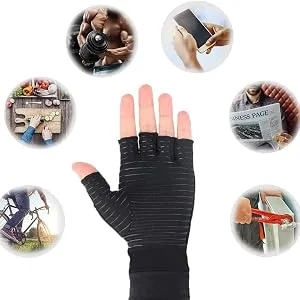 Chargenyang Anti-Slip Compression Arthritis Gloves Fingerless Copper Infused Gloves Pain Relief and Healing Medium - product information 7