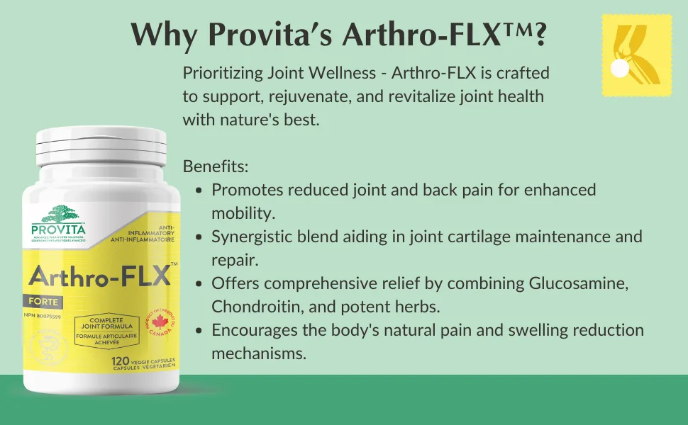 Provita Arthro-FLX Forte: Optimal Joint Health Support - Relief from Osteoarthritis & Joint Pain Improves Mobility (120 Capsules) - product information 3