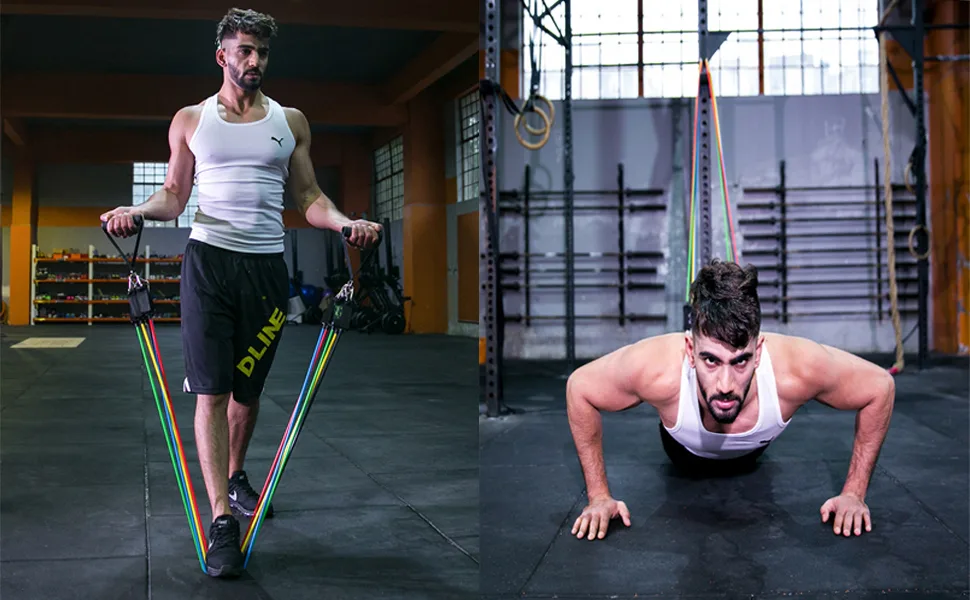 Exercise and Resistance Bands Set for Indoor and Outdoor Sports Fitness - Exercise in Gym