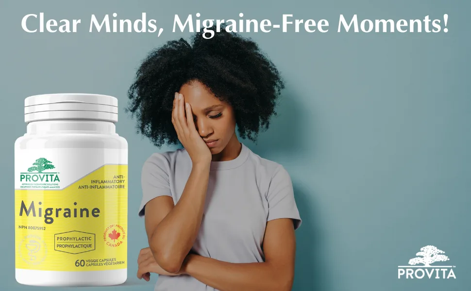 Provita Migraine - Natural Herbal Solution for Headaches Prevent & Reduce Severity of Migraines (60 Capsules) - product information 2