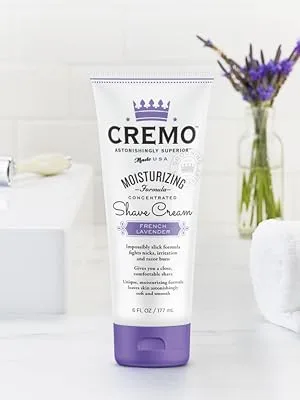 Cremo French Lavender Moisturizing Shave Cream, Astonishingly Superior Ultra-Slick Shaving Cream for Women Fights Nicks, Cuts and Razor Burn, 6 Fl Oz Lavender Bliss - shave