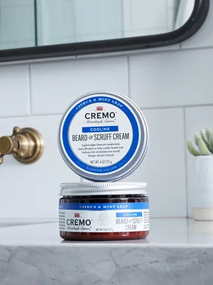 Cremo Beard & Scruff Cream, Cooling Citrus & Mint Leaf, 4 oz - Soothe Beard Itch, Condition and Offer Light-Hold Styling for Stubble and Scruff (Product Packaging May Vary) - beard