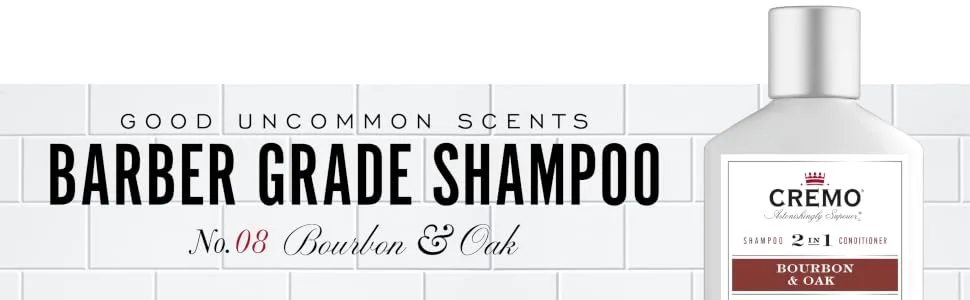 Cremo Barber Grade Bourbon & Oak 2-in-1 Shampoo & Conditioner, 16 Fl Oz (2-Pack) - Bourbon & Oak 2-in1 Shampoo