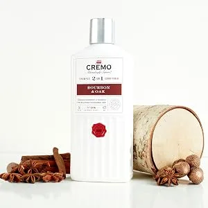 Cremo Barber Grade Bourbon & Oak 2-in-1 Shampoo & Conditioner, 16 Fl Oz (2-Pack) - Shampoo