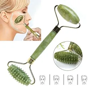 Jade Roller and Gua Sha Face Roller Facial Beauty Roller Skin Care Tools Jade Roller for Face Facial Roller - Jade roller and guasha