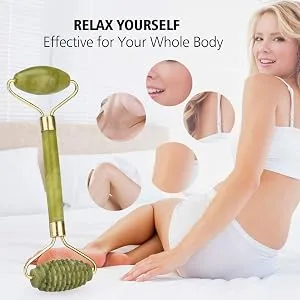 Jade Roller and Gua Sha Face Roller Facial Beauty Roller Skin Care Tools Jade Roller for Face Facial Roller - Jade roller and guasha