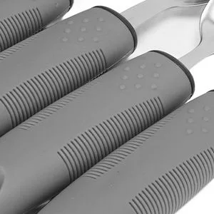 Adaptive Utensils (5-Pieces) Adaptive Utensils for Elderly Arthritis Parkinsons and Handicapped Stainless Steel and Dishwasher Safe - Grey - adaptive utensils