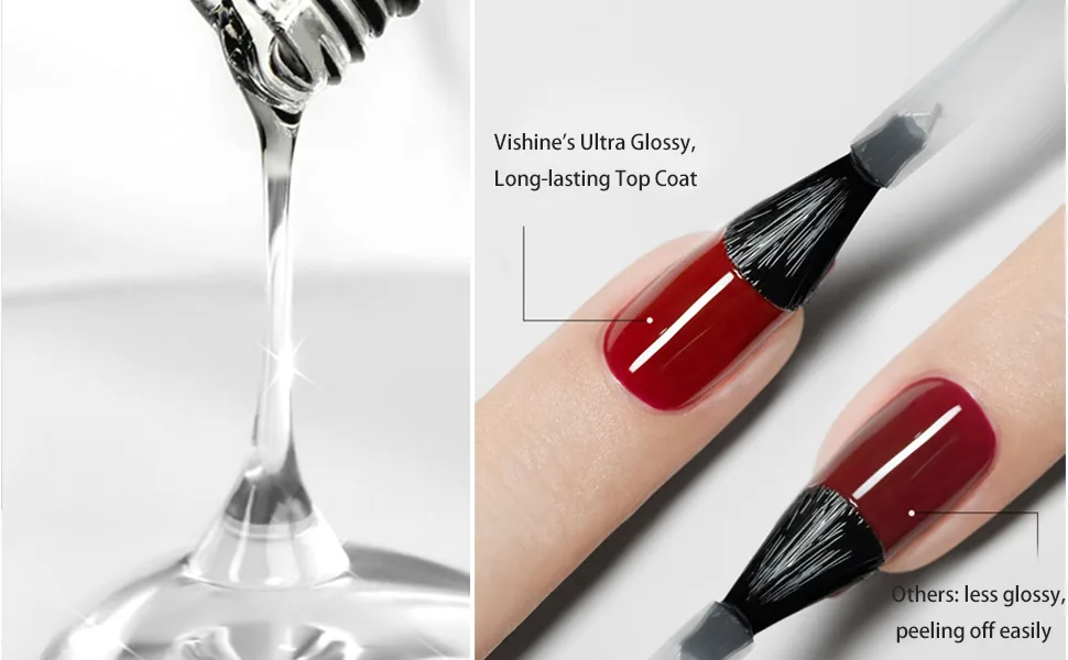 Vishine Base Coat & No wipe No clean Top Coat UV LED Gel Nail Polish Soak Off Varnish Set 8ml Base Top Coat 8ml - product information 4