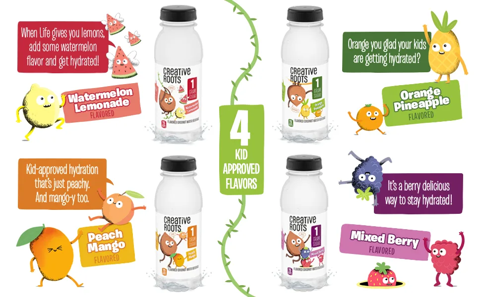 Creative Roots Peach Mango Naturally Flavored Coconut Water Kids Beverage (10 ct Pack, 8.5 fl oz Bottles) - product information 2